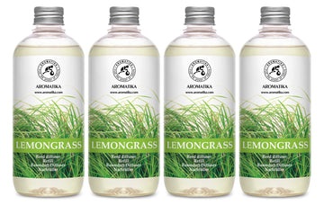 Lemongrass Diffuser Refill 68 Fl Oz (4x17Fl Oz) - Fresh & Long Lasting Fragrance - Refill Bottle with Natural