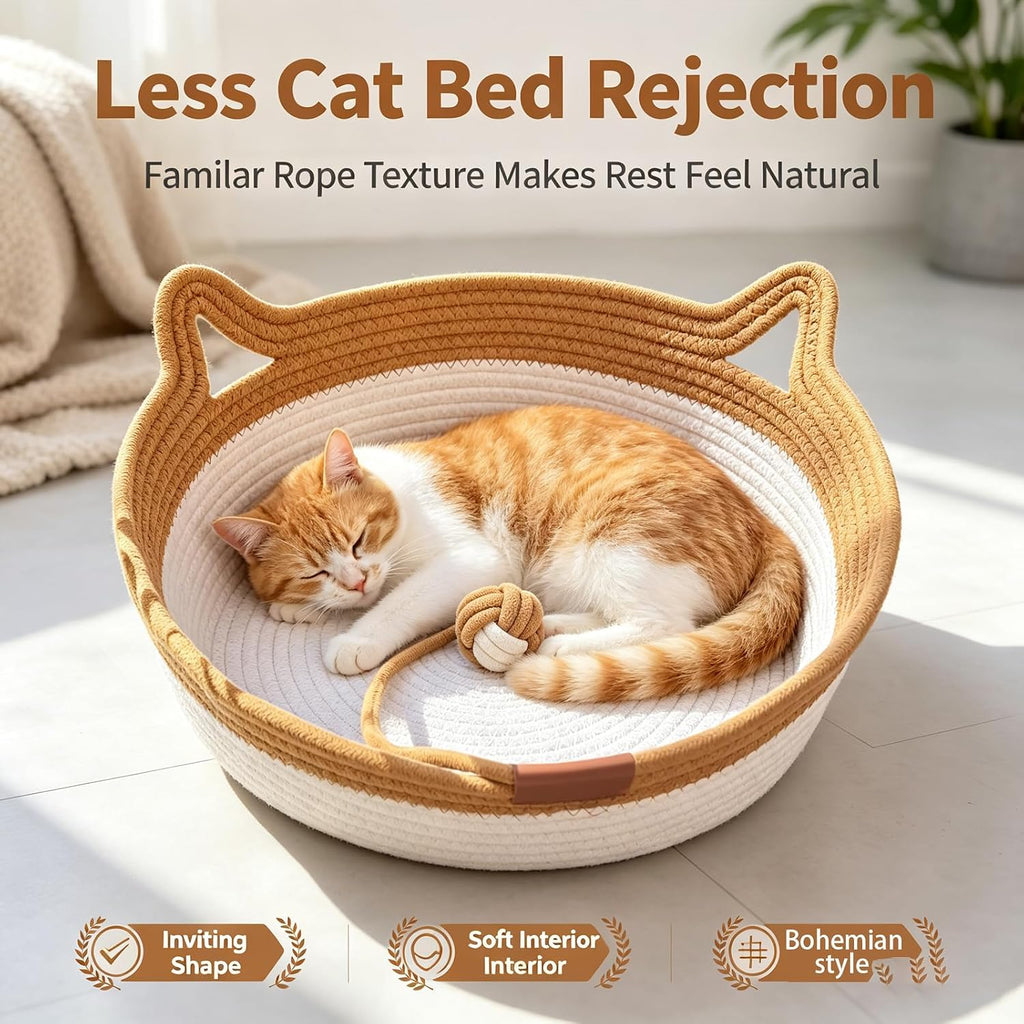 Medium Instinct Basket for Cats Rope Cotton Handwoven Cat Basket