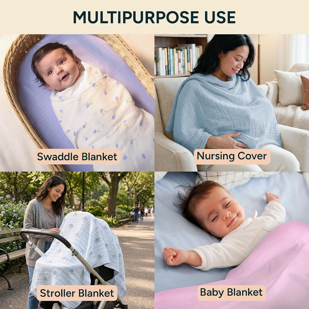 Muslin Swaddle Blankets for Newborns - Pack of 2
