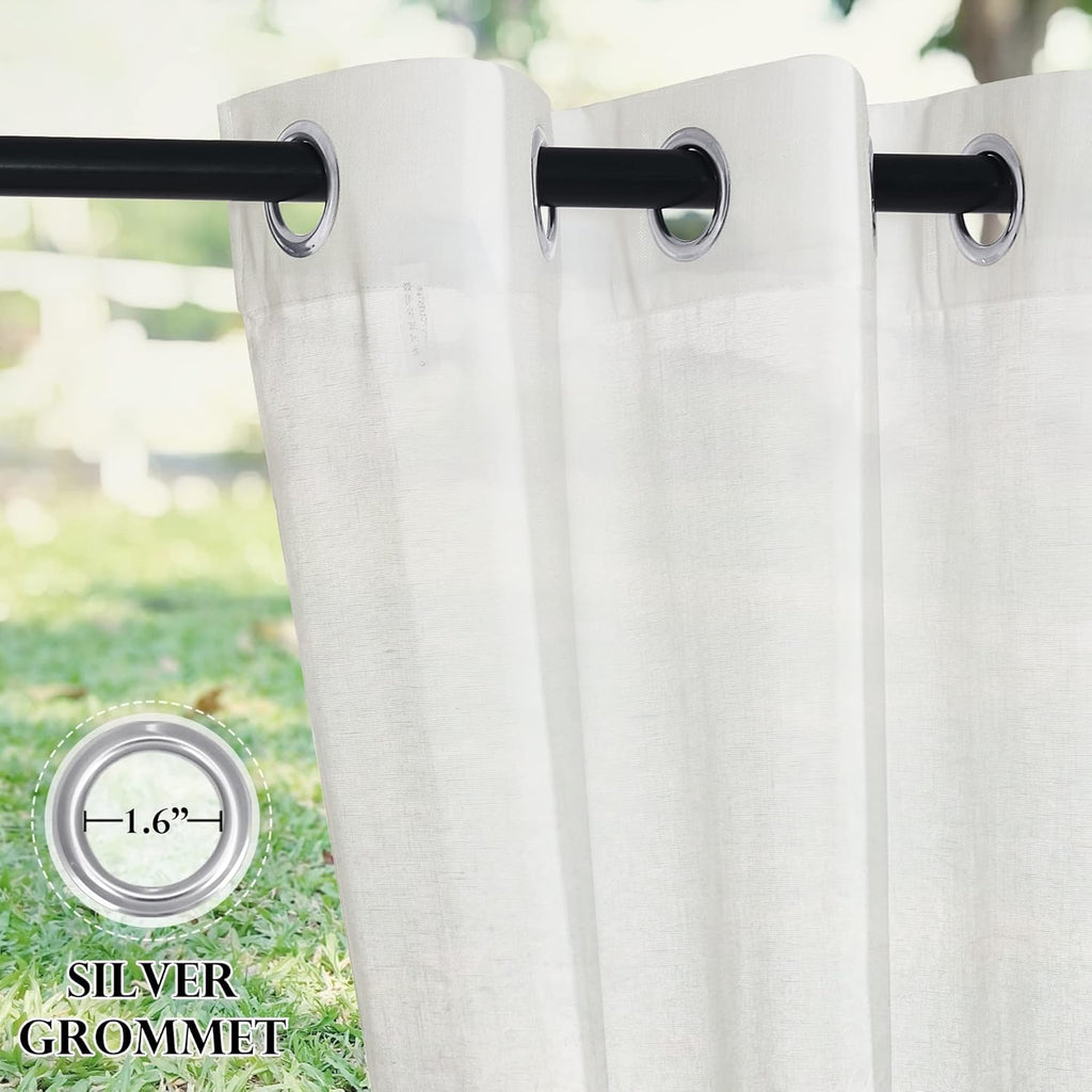 2 Panels Outdoor Curtains Waterproof Privacy Linen | Light Filtering, Grommet Top, Durable Fabric, Drapes for Porch