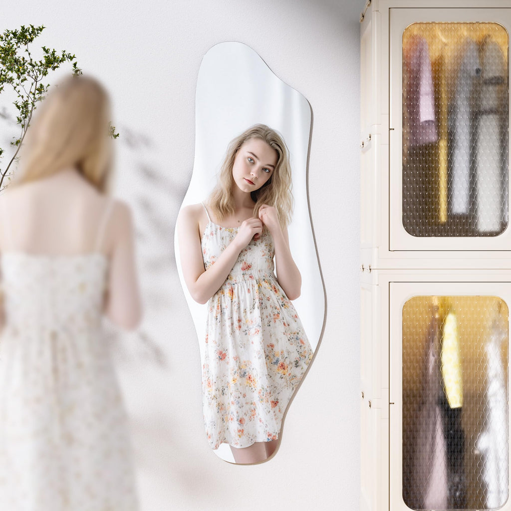 55"x20" Irregular Wall Mirror Frameless Asymmetrical Mirror for Wall