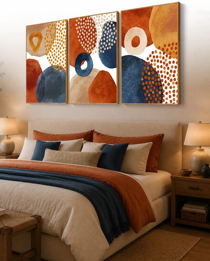 Mid Century Abstract Wall Art, Set of 3, 16 x 24 Inch