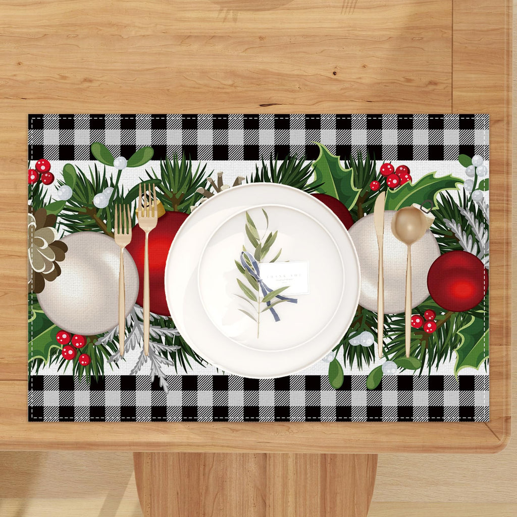 Christmas Placemats Set of 4, Xmas Decorations Decor