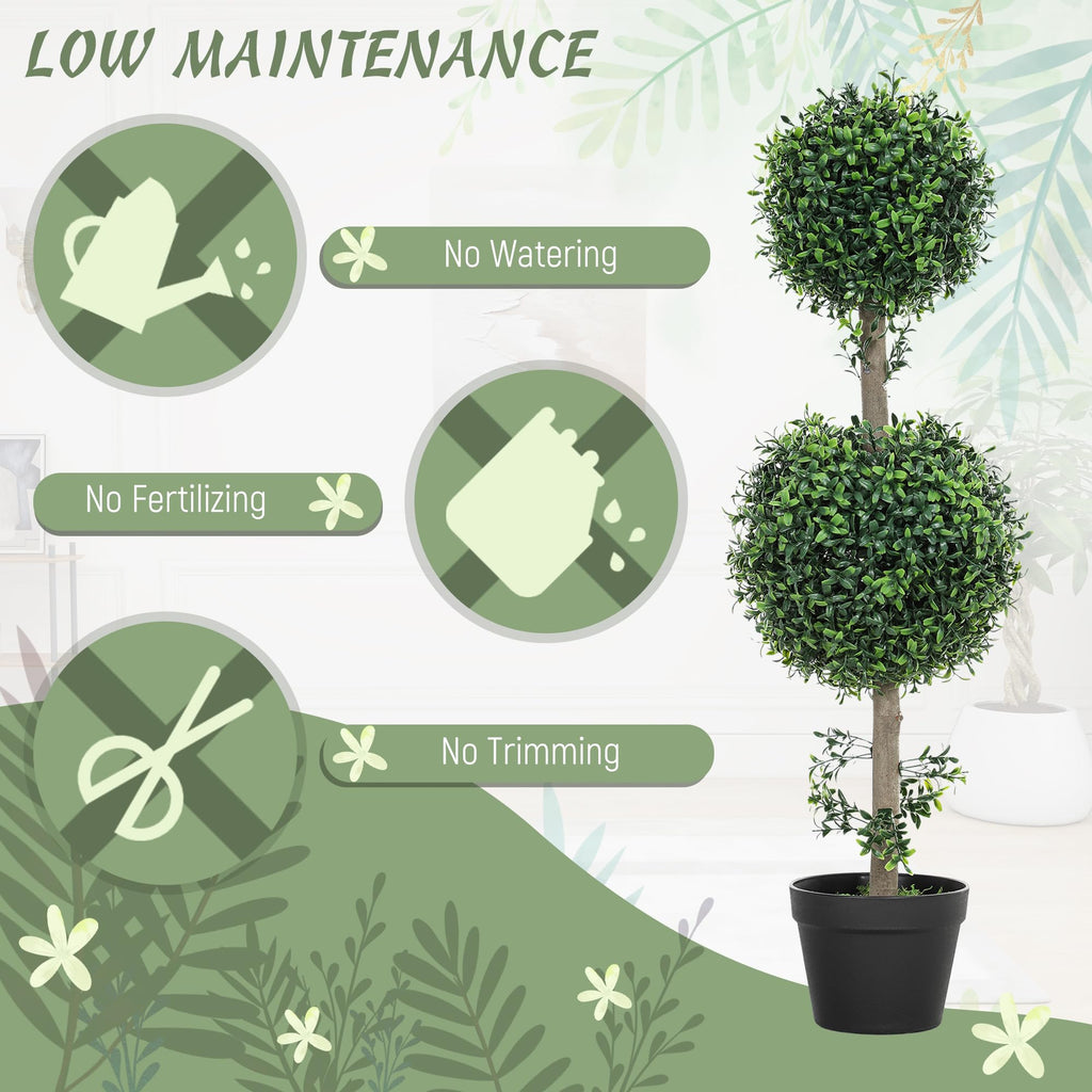 Artificial Double Ball Boxwood Topiary Trees Outdoor 36" Set of 2