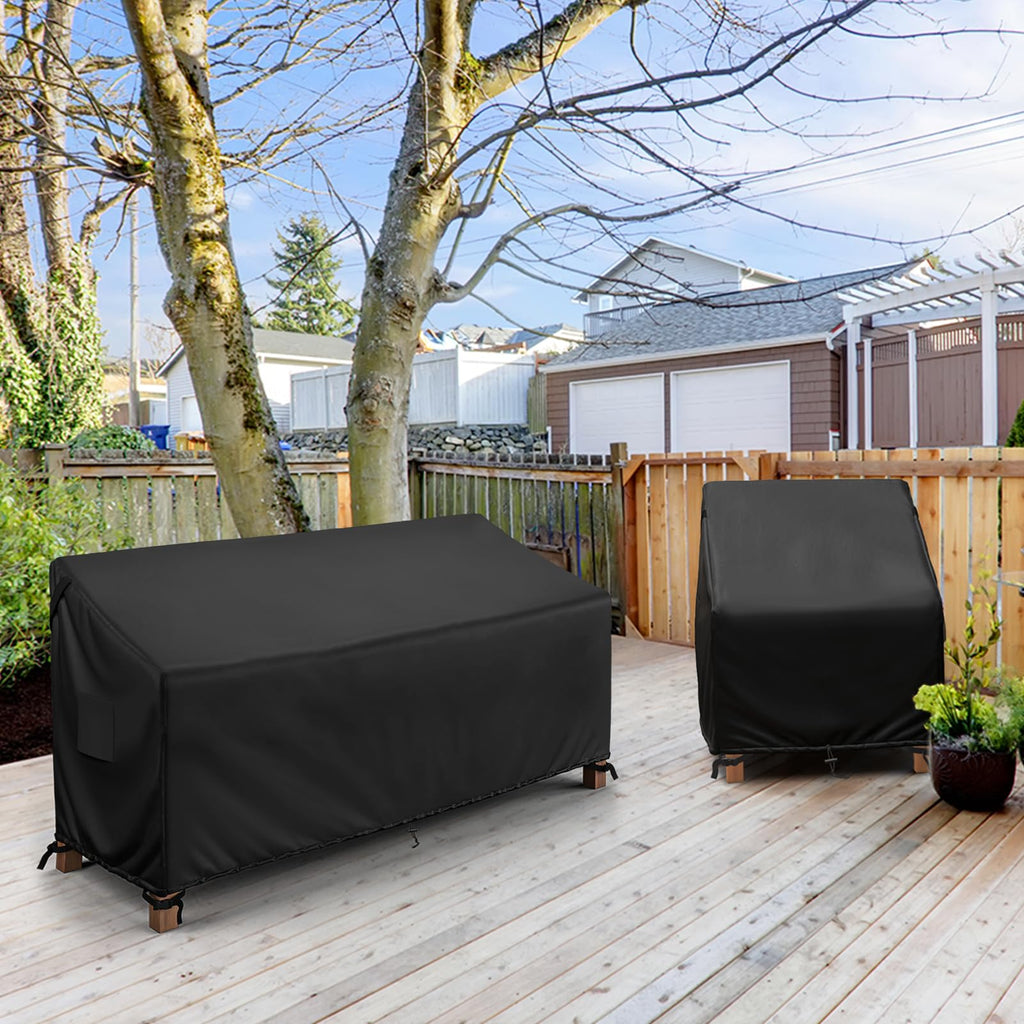 3-Seater Outdoor Couch Cover Waterproof, 80 Inch Patio Furniture Cover for Sofa, Heavy Duty Polyester &