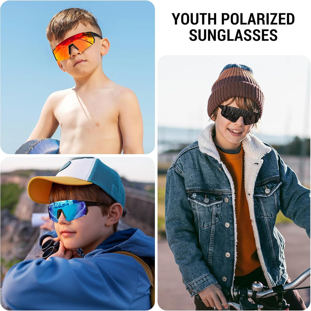 Polarized Youth Baseball Sunglasses for Boys Girls Sports Softball Cycling for Kids UV Protection