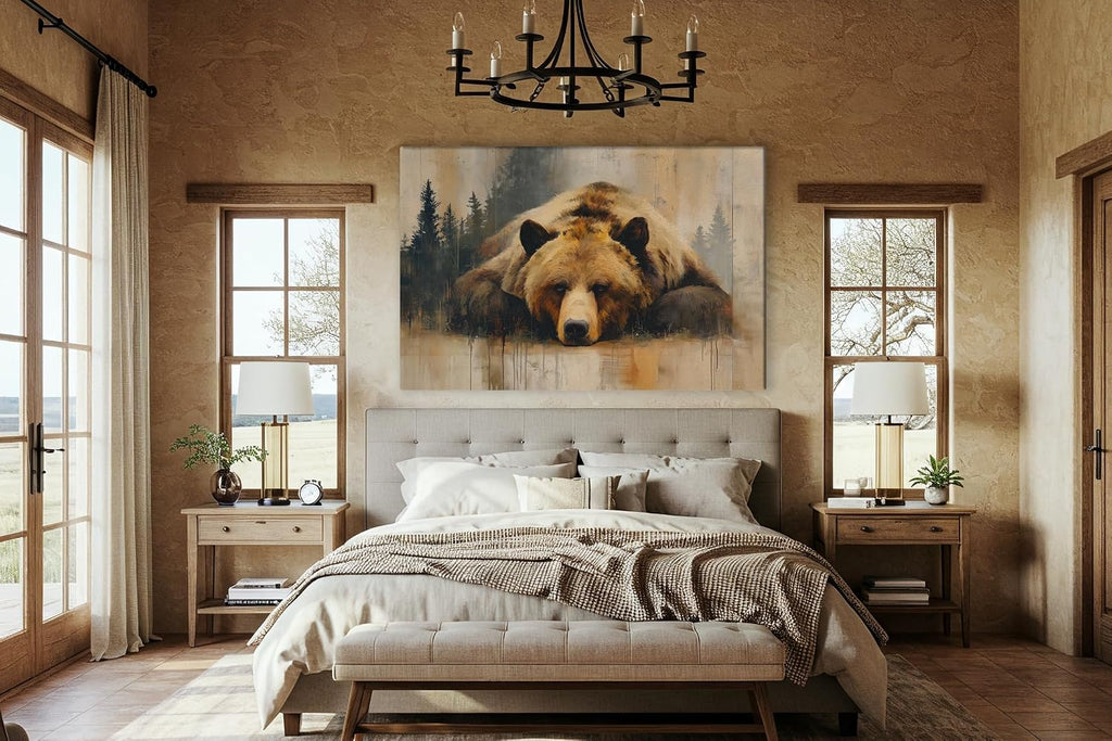 Wildlife Canvas Prints - Wild Animals Home Decor - Medium, Large, and Extra Large Wall Art (Grizzly Repose, L x