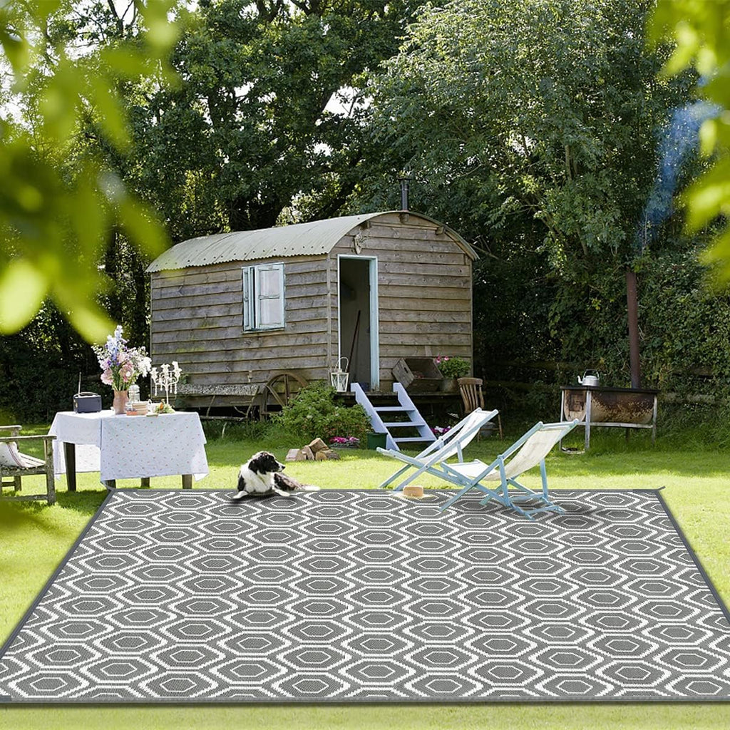 Outdoor Rug, Plastic Woven Patio Mat, Waterproof RV Camping Rug