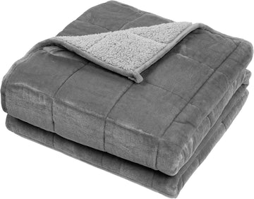 Weighted Blanket 15 lbs for Adults, Grey, Queen 60 x 80 Inches | Soft Warm Heavy Blanket, Glass Beads, Cozy