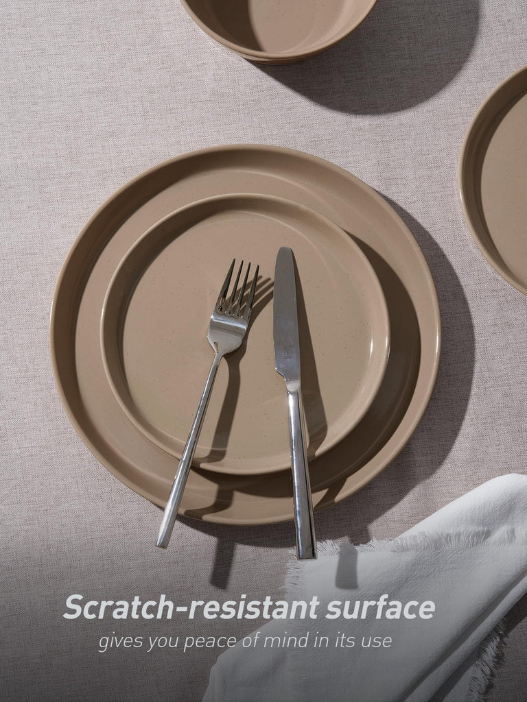 Saturn Dinnerware Sets for 4, 12 Pieces Stoneware Plates and Bowls Dish Set - Chip and Scratch Resistant, Microwave