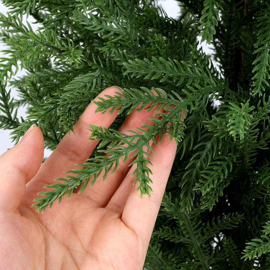 5FT Prelit Norfolk Pine Christmas Tree Real Touch Artificial Cedar Tree with 80LED Lights & 8-Function Plug-in Potted
