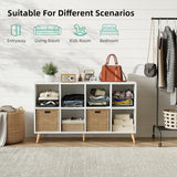8-Cube Bookshelf 2 Tier Modern Bookcase with Legs, 11in Shelf Opening, 47" Wood Bookshelves Storage Organizer Shelf
