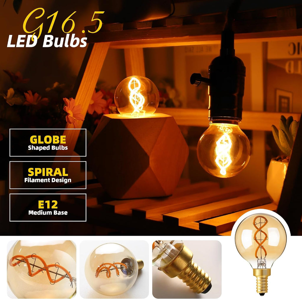 E12 Amber Light Bulbs 25 watt,G16.5 LED Candelabra Bulb