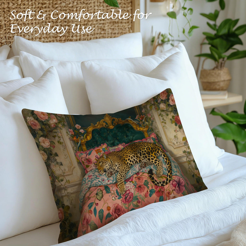 Eclectic Boho Leopard Floral Lumbar Pillow Covers 12x20, Set of 2
