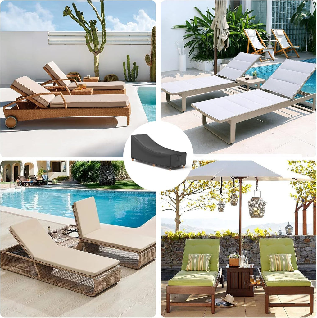 Patio Chaise Lounge Chair Covers Waterproof 84"Lx32"Wx32"H, 2 Pack | Resists Rain, Dust and UV, Fits Outdoor Lounge