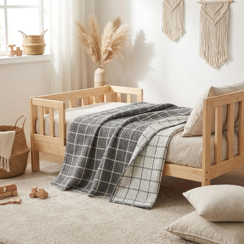 Handmade Bohemian 4-Layer Gauze Throw, 100% Cotton Muslin, Breathable Lightweight Multipurpose Throw Blanket, Dual