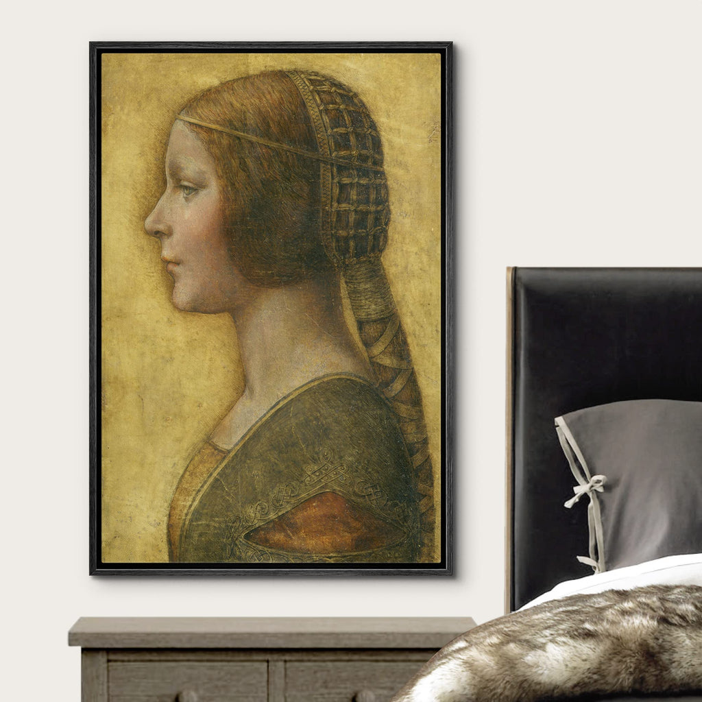 Framed Framed Canvas Print Wall Art The Beautiful Princess by Leonardo da Vinci Historic Cultural Illustrations