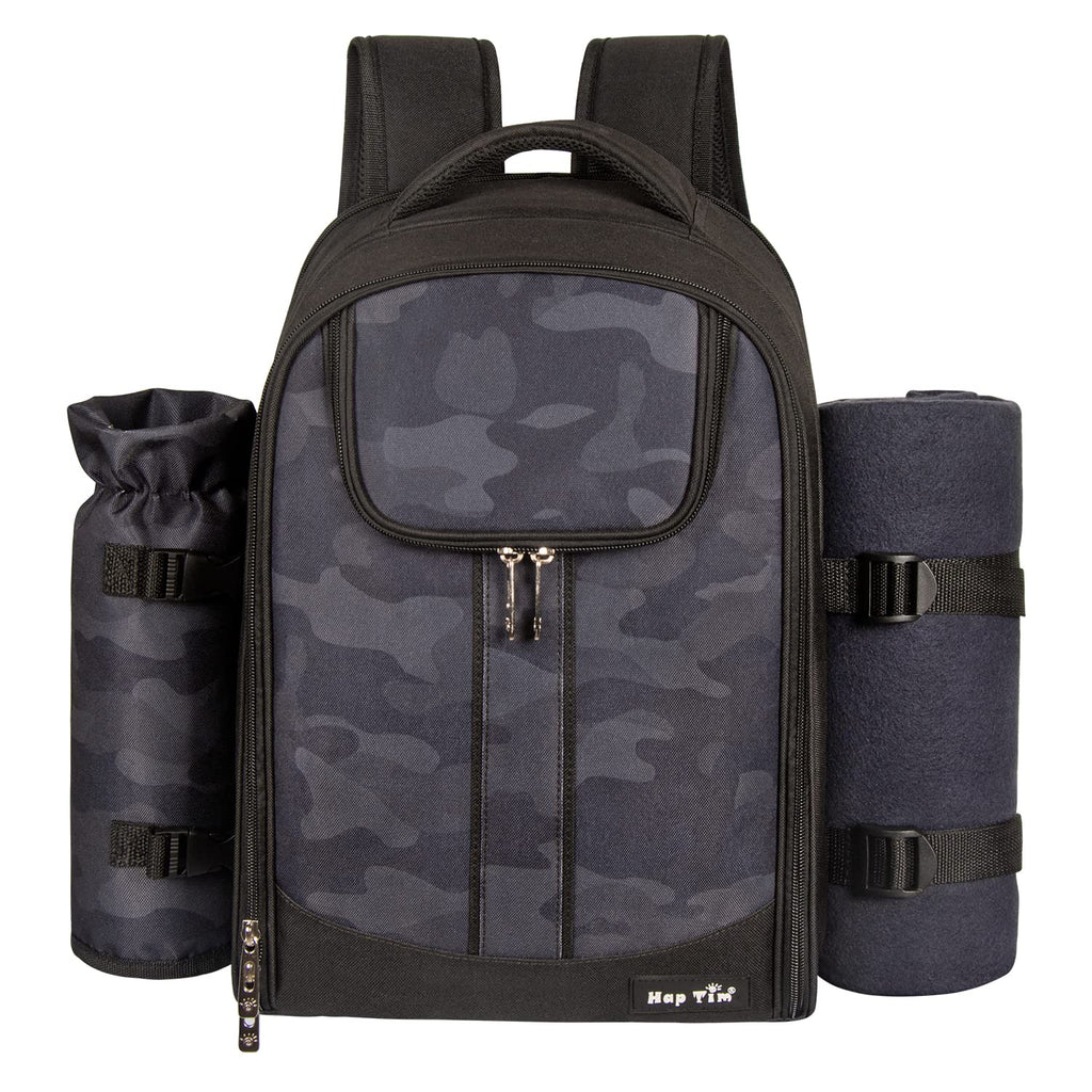 Picnic Backpack for 2 Person with Insulated Cooler Compartment, Wine Holder, Fleece Blanket, Cutlery Set, Engagement