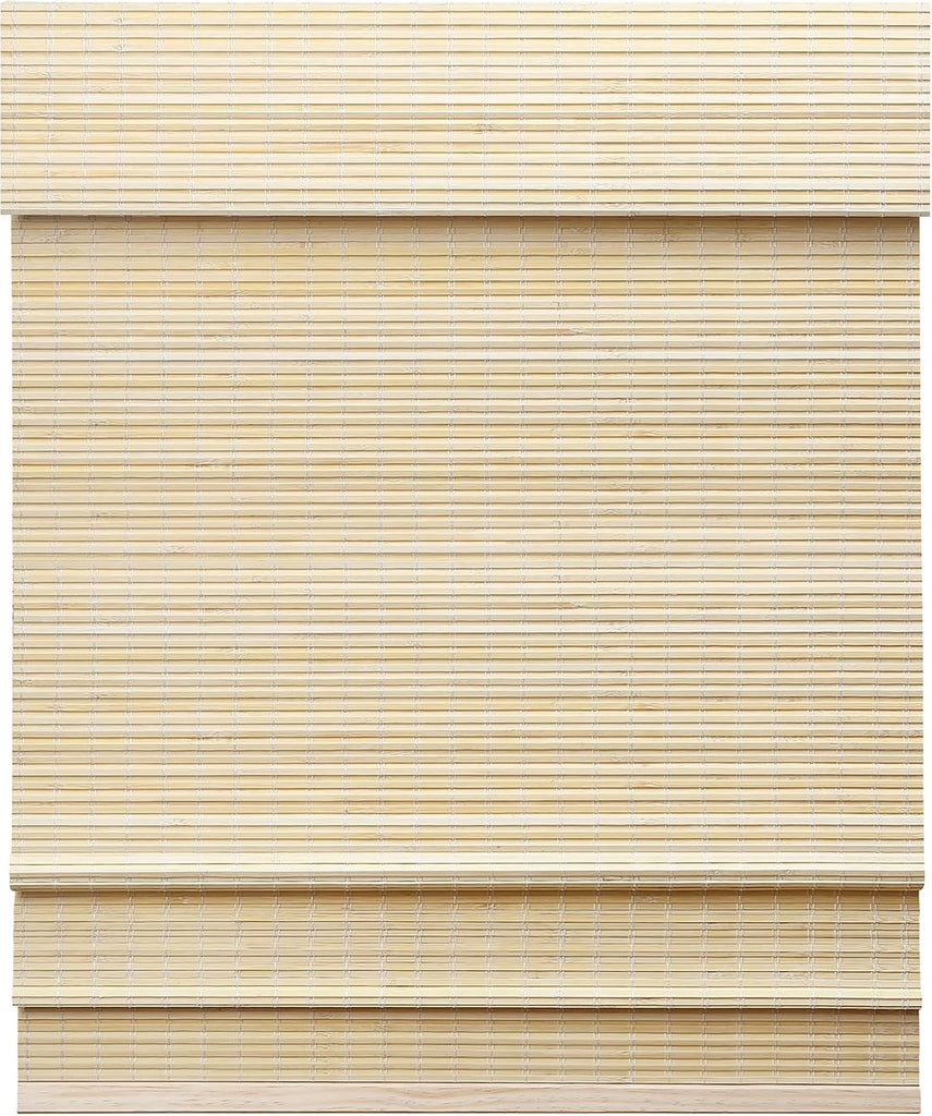 Cordless Bamboo Roman Shades for Windows, 35'' W x 60'' H | Protecting Privacy, Real Natural Bamboo Material, Bamboo