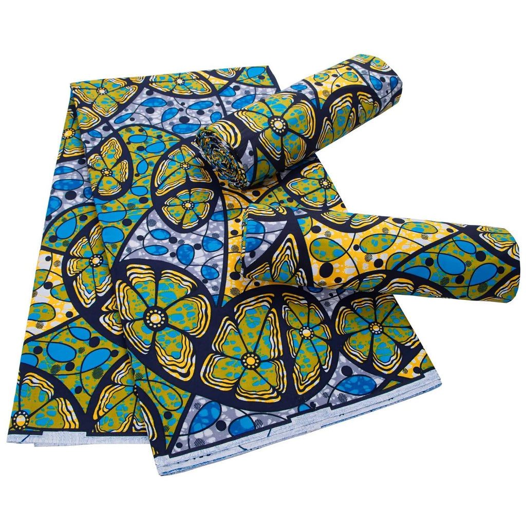 African Fabric 100% Cotton African Ankara Print Kente Fabric 6 Yards One Piece 1557