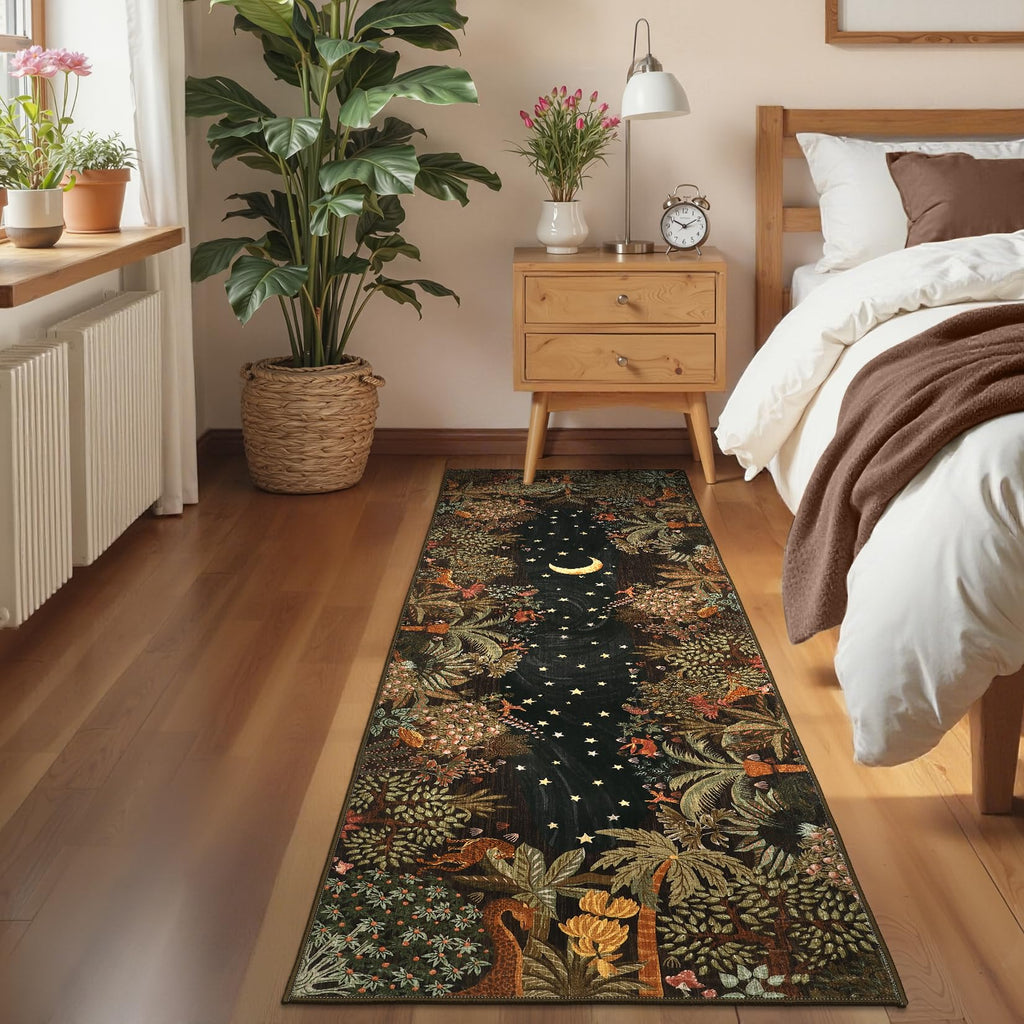 2.5x8 Jungle Hallway Runner Rug, Soft Brown Animal Long Kitchen Runner Non Slip Entryway Rug Farmhouse Thin Laundry
