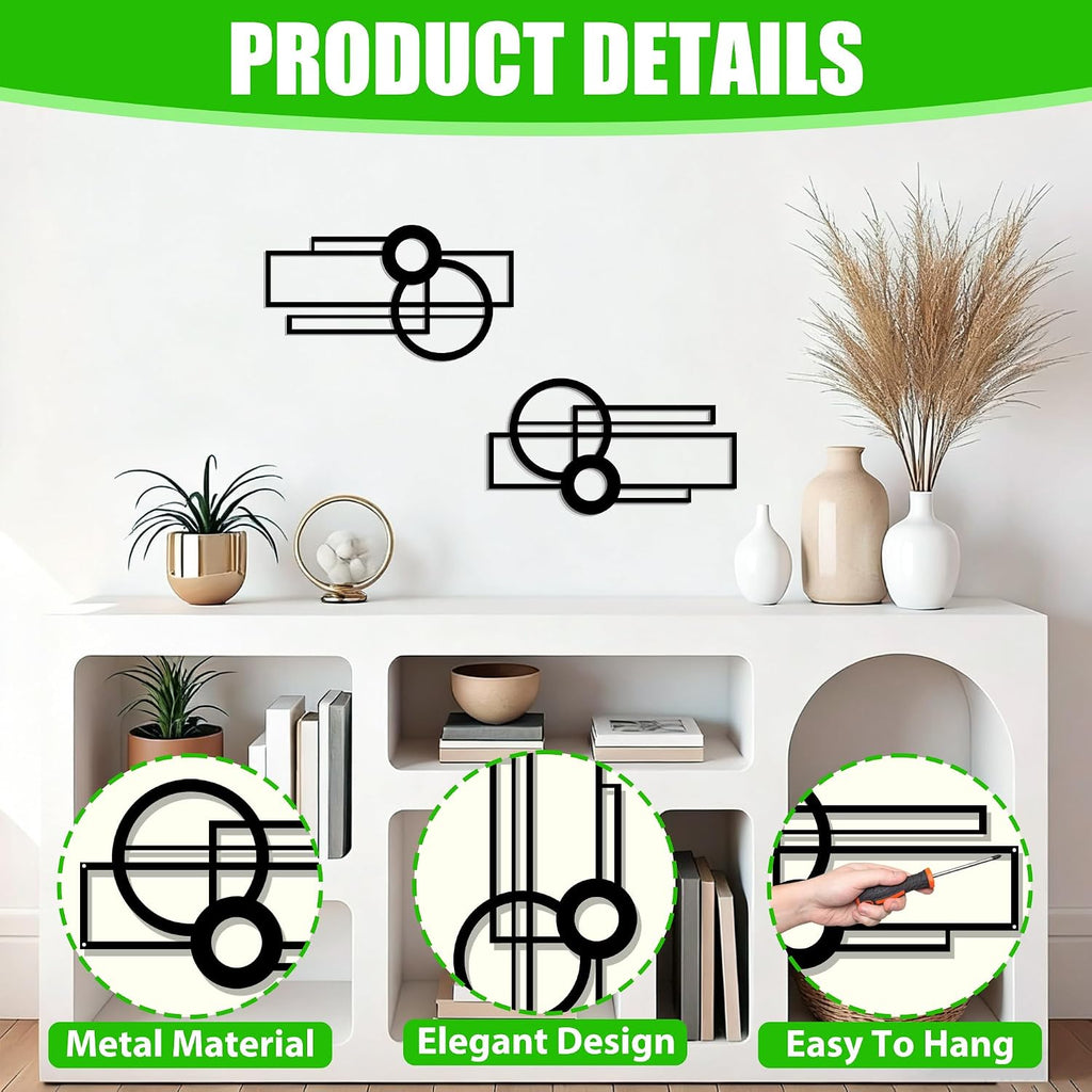 Abstract Metal Wall Art, Minimalist Modern Line Art Wall Decor - Set of 2