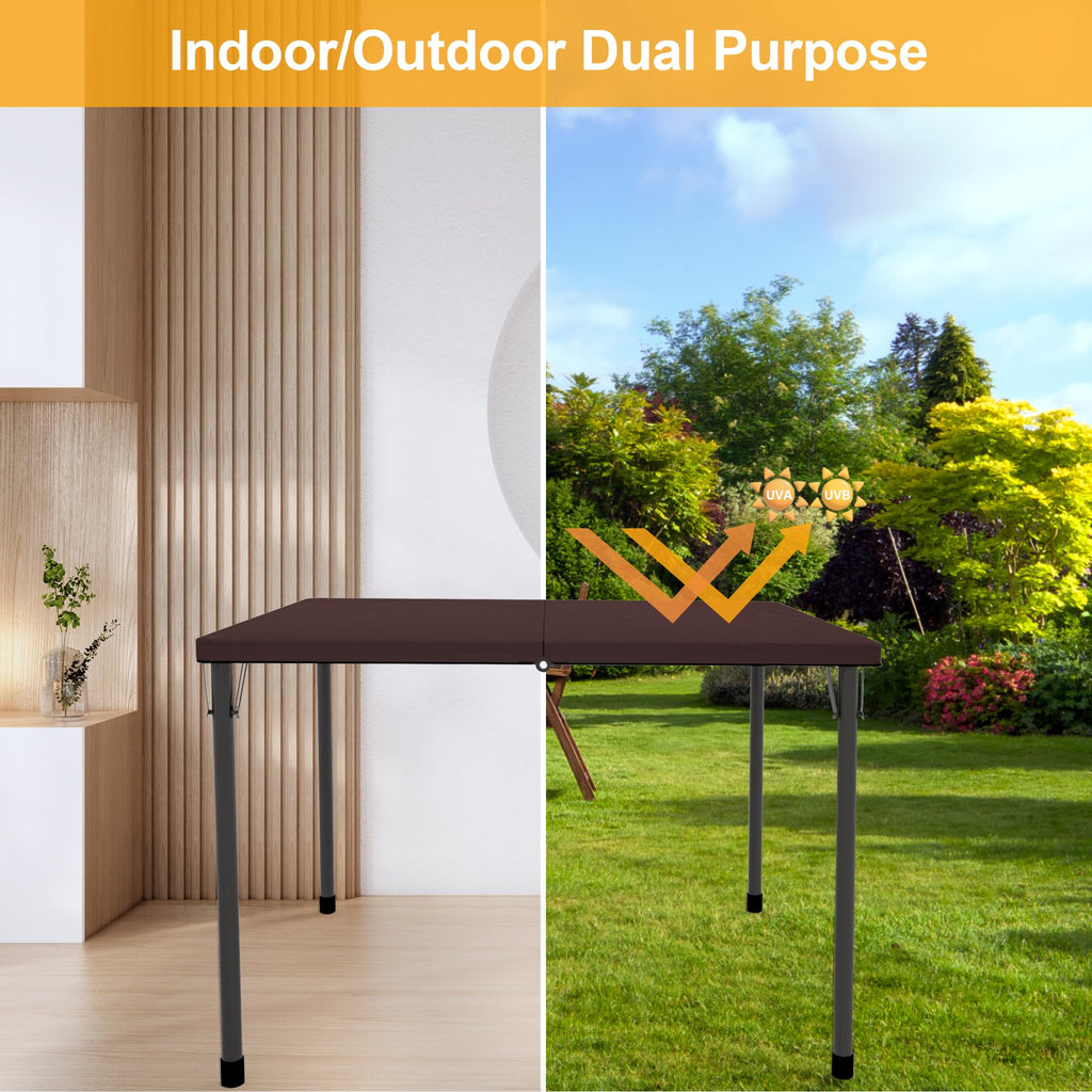 34" Folding Card Table, Portable Square Folding Table with Collapsible Legs & Carrying Handle, Plastic Tables for