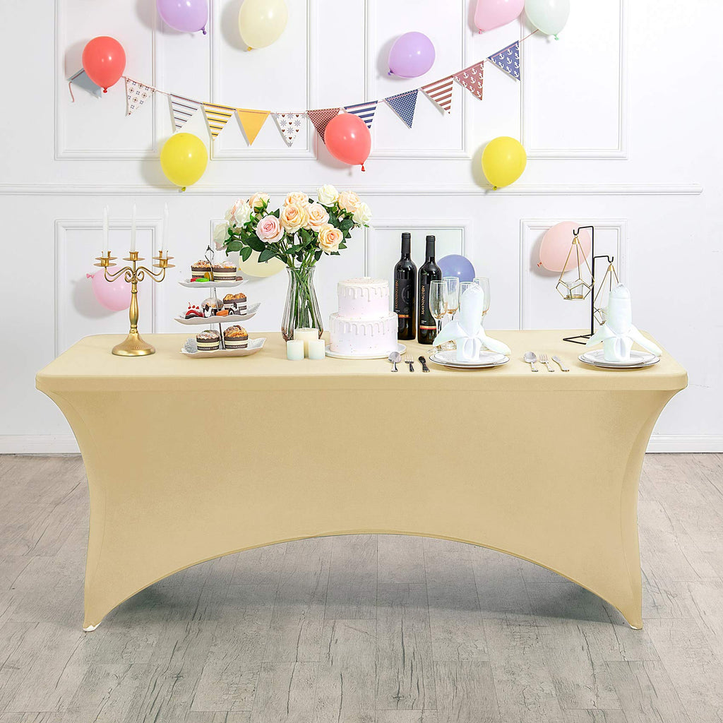 2Pack Spandex Table Cover for 8FT or 4ft or 6ft Table Universal Fitted Stretch Tablecloth for Party, Banquet, Wedding