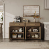 Buffet Cabinet with Storage Tall Modern Console Storage Cabinet with Doors and Shelves 90" Long Wooden Sideboard