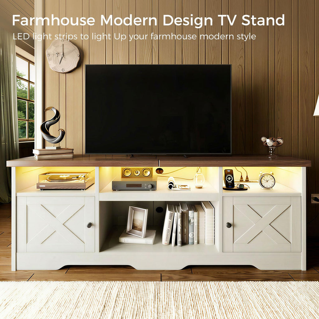 TV Stand for 75+ Inch TV, Entertainment Center, White