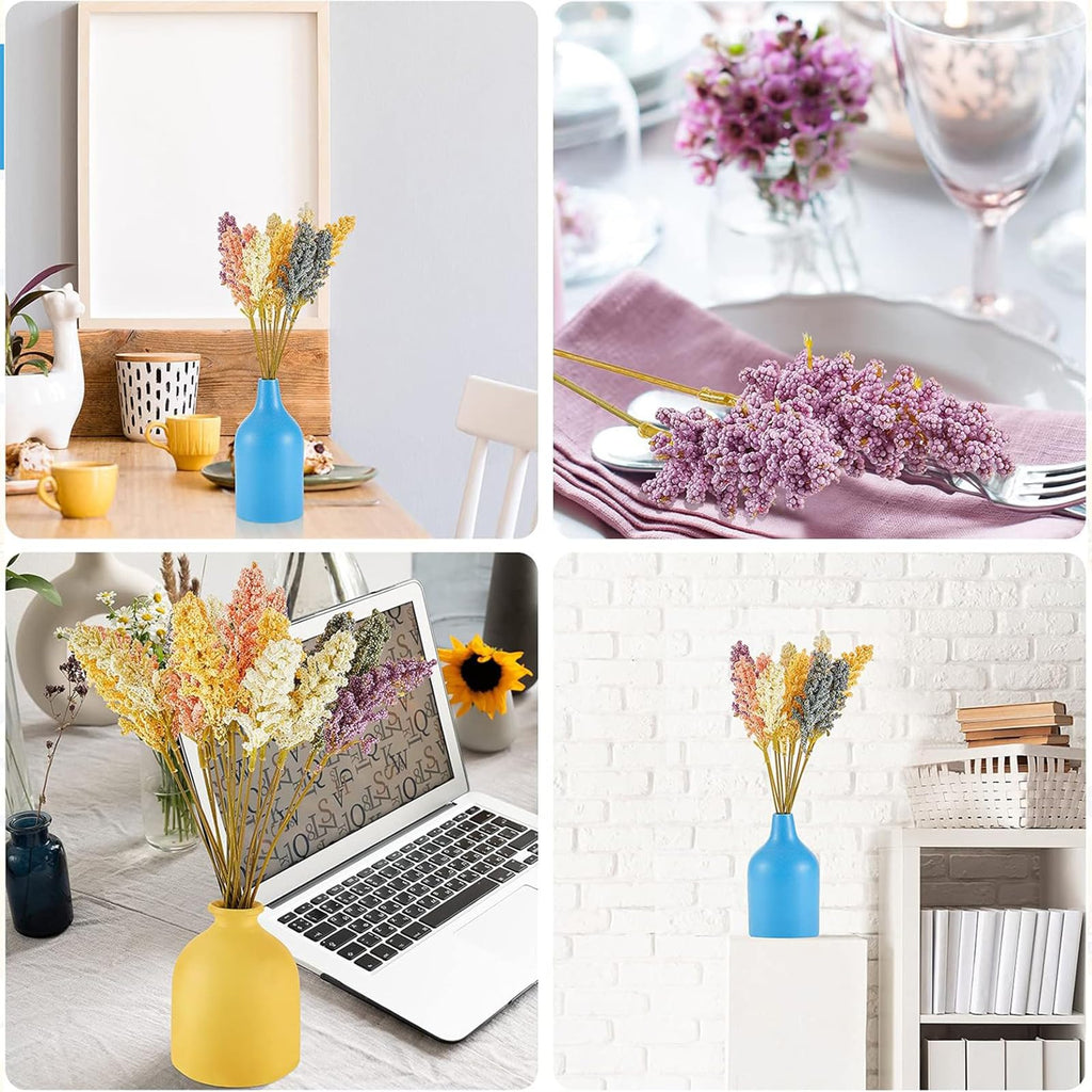 48 Pcs Artificial Breath Flowers Pastel Foam Berry Spike Picks Mini Fake Vanilla Flower Faux Bouquet Vase Wedding