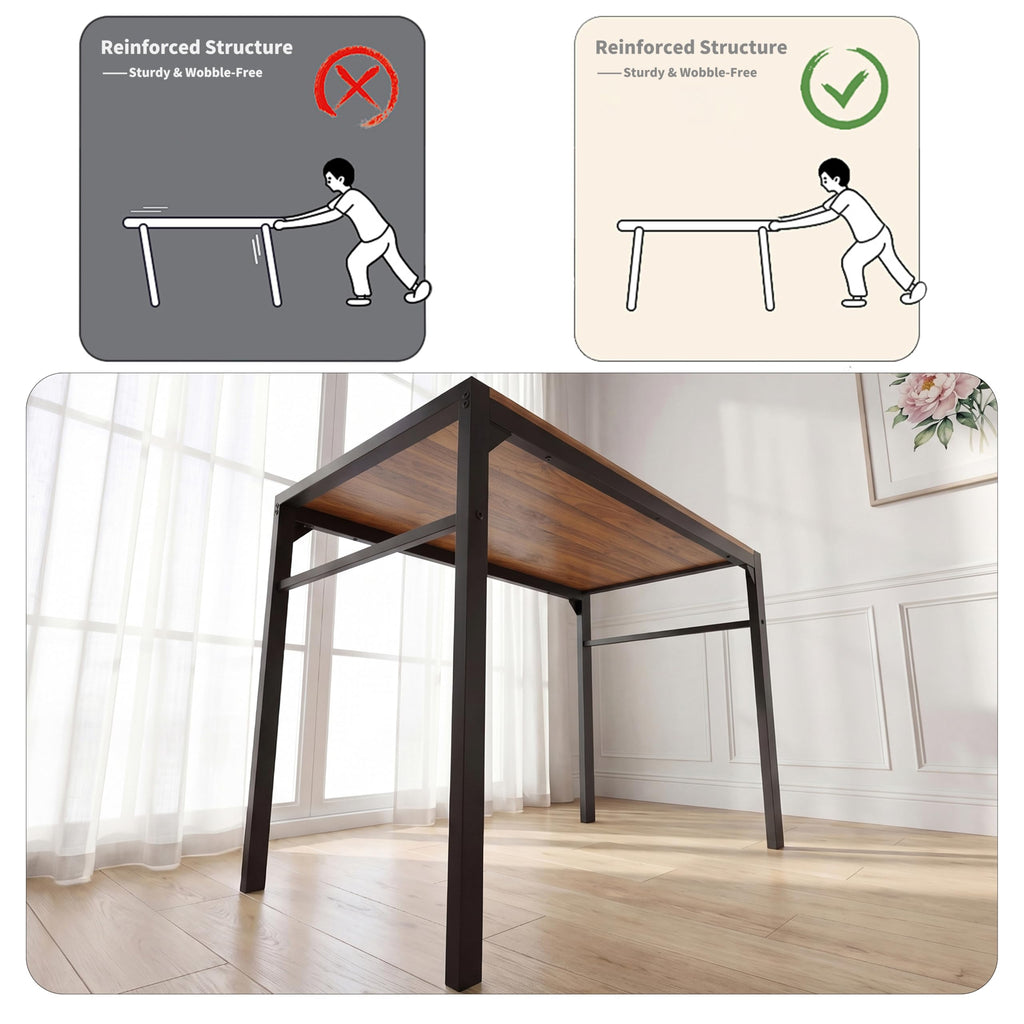 Dining Table Set for 4 with Bench, 4 Pieces Kitchen Table and Chairs, Space-Saving Dinner Table, Extra Storage