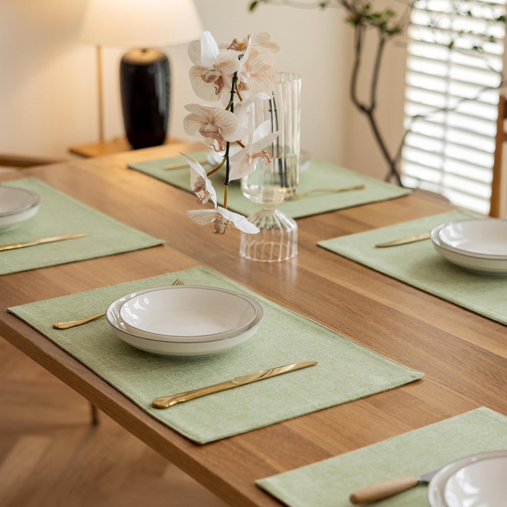 Green Placemat Set of 4 Washable Linen Textured Place Mats for Dinner Heat Resistant Sage Cloth Placemats Scratch