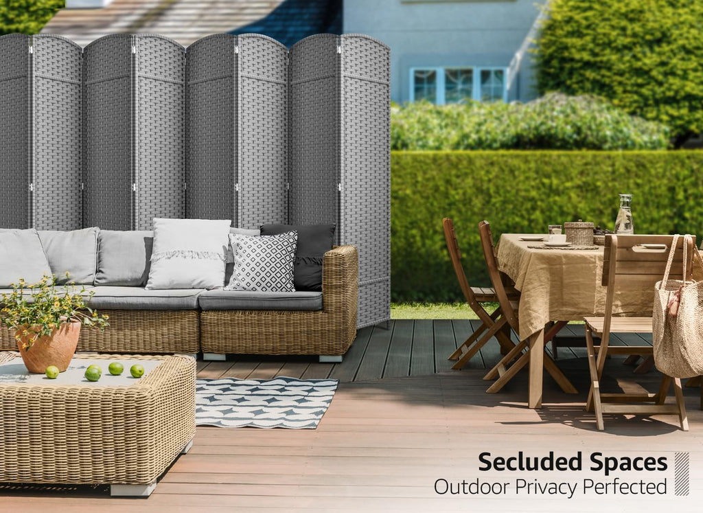Foldable Room Divider, Mesh Privacy Screen (8 Panel, Light Gray)