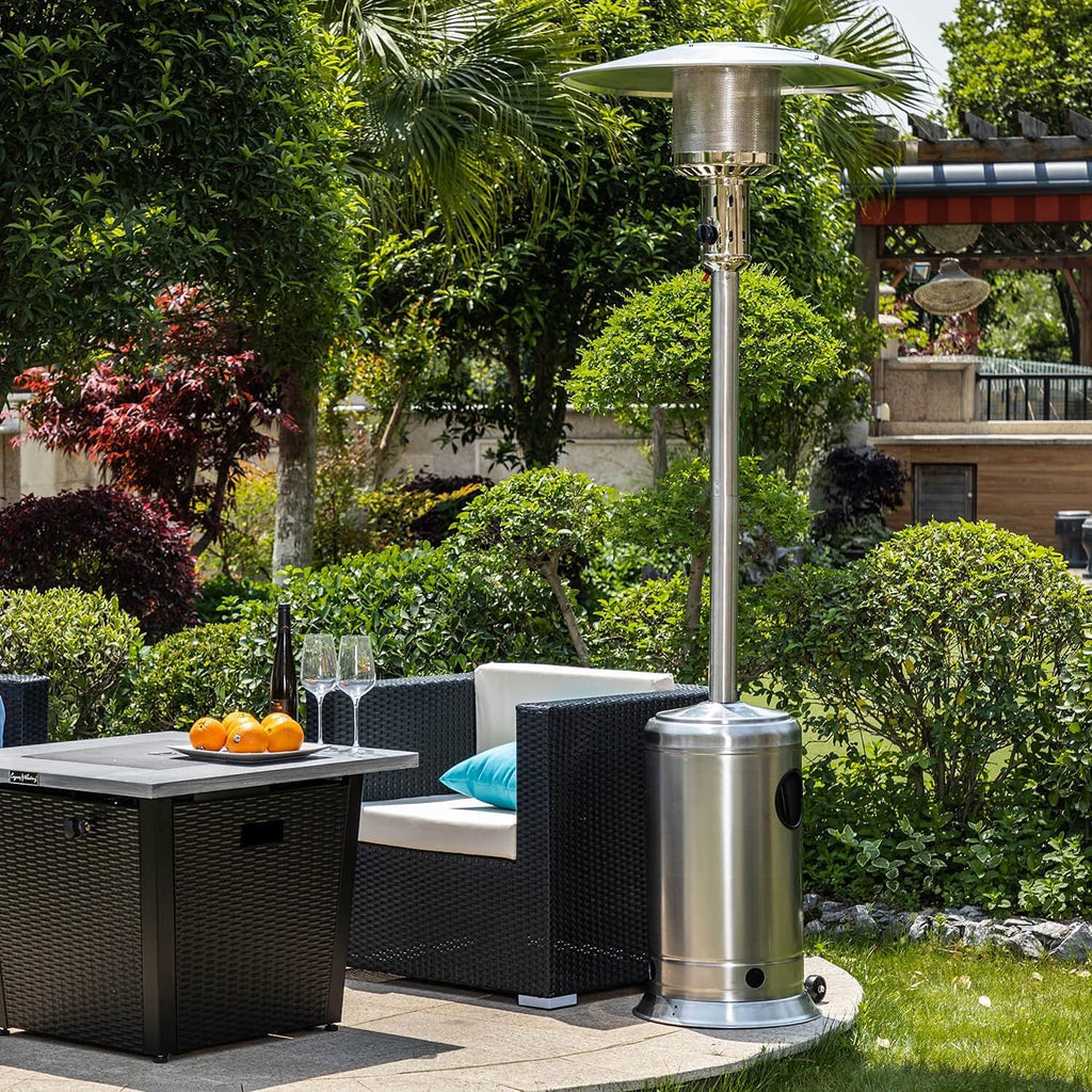 88 Inch Patio Heater, 47,000 BTU Standing Heater with Wheels, Stainless Steel Burner, Gas Propane Patio Heater for
