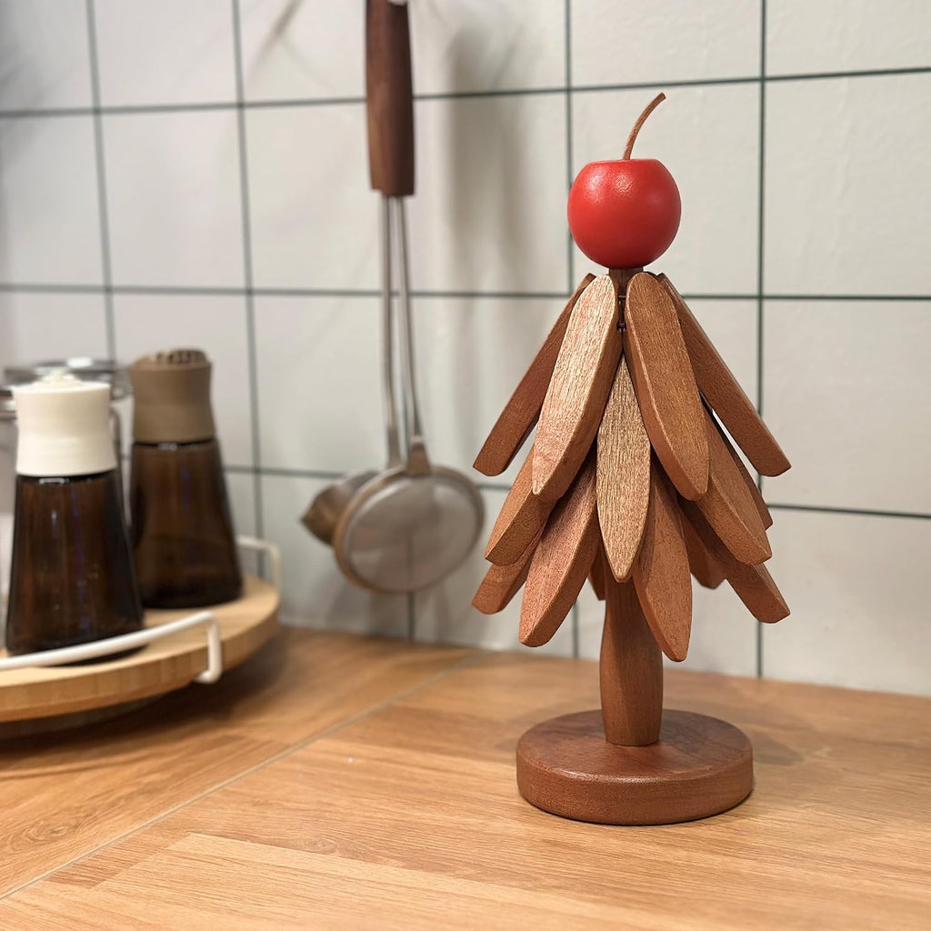 Tree Trivets for Hot Dishes, Artisanal Wooden Coasters Trivets Set - Set of 4