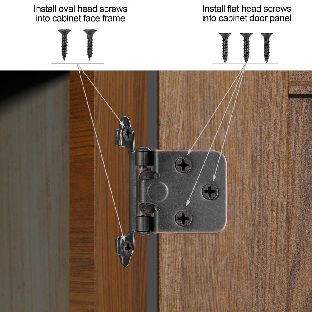 Oil Rubbed Bronze Cabinet Hinges, 1/2" Overlay, 4 Pack