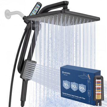 High Pressure Filtered Shower Head with Handheld Combo, Black