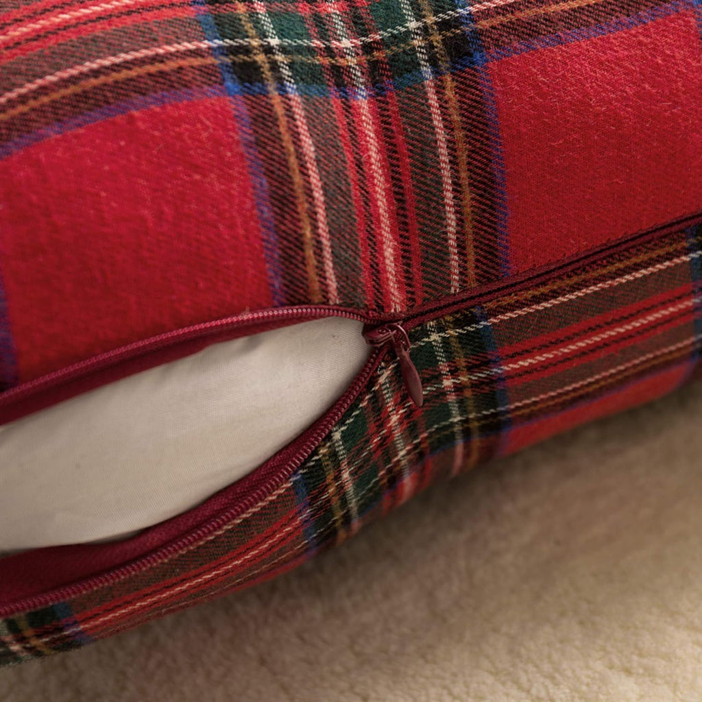 Christmas Plaid Decorative Throw Pillow Covers Red 20x20 Inches - Set of 2