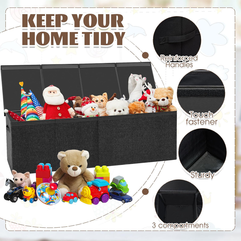 Extra Large Toy Chest with Lid, 49.2 x 13 x 15.7'', Black