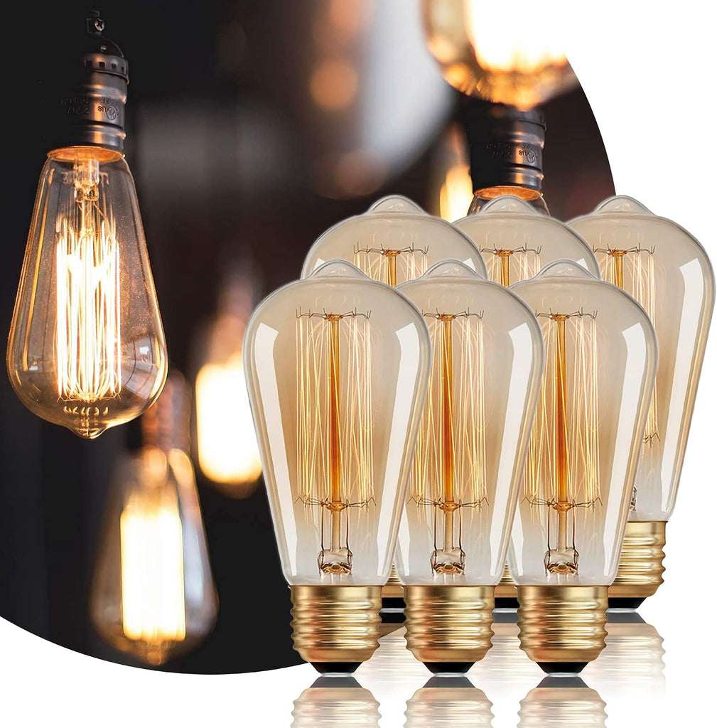 ST64 Incandescent Light Bulbs 40W E26 Dimmable Edison Bulbs 2 Pack