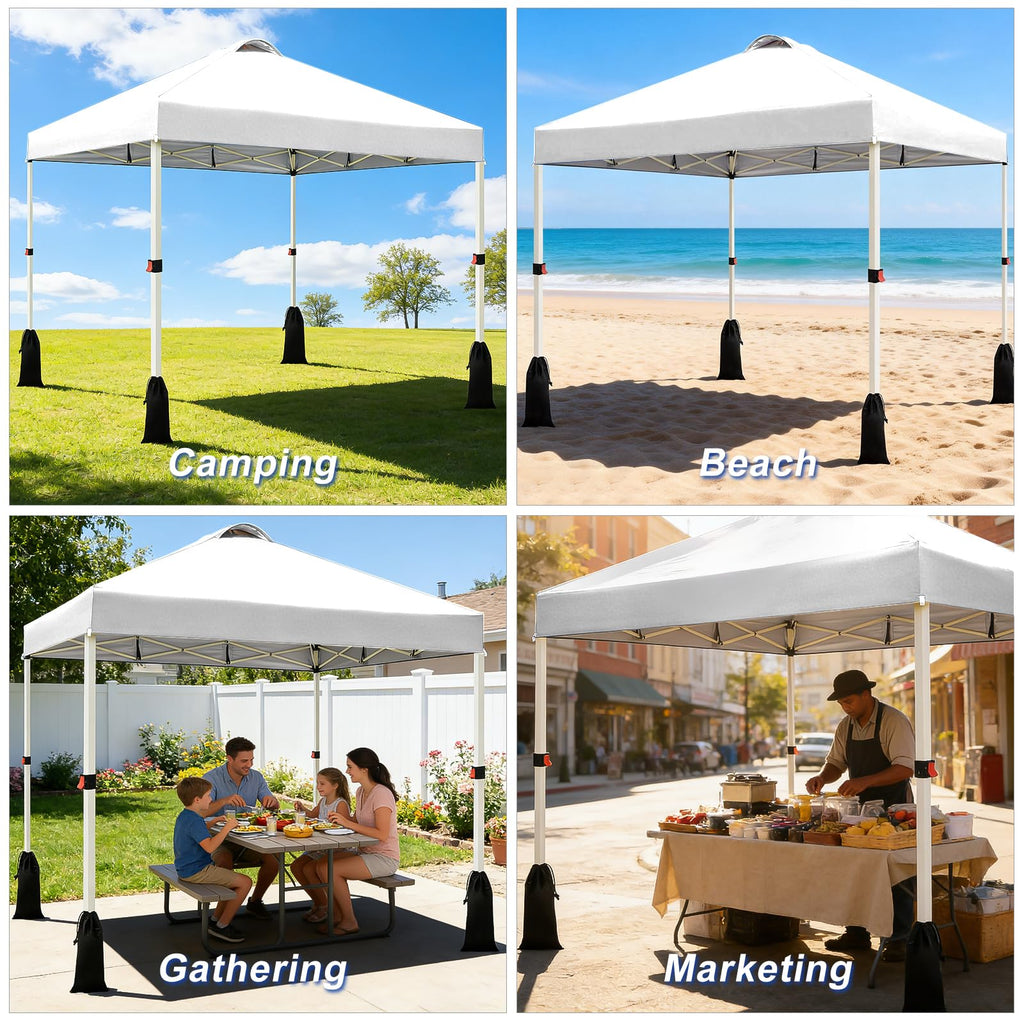 10x10 Pop Up Canopy Tent, 1-Button Push Setup Canopy Tent, Adjustable Height Instant Portable Shelter, Portable