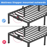 18 Inch Full Bed Frame with Round Corner Legs Mattress Slide Stopper No Box Spring Needed Heavy Duty Metal Platform