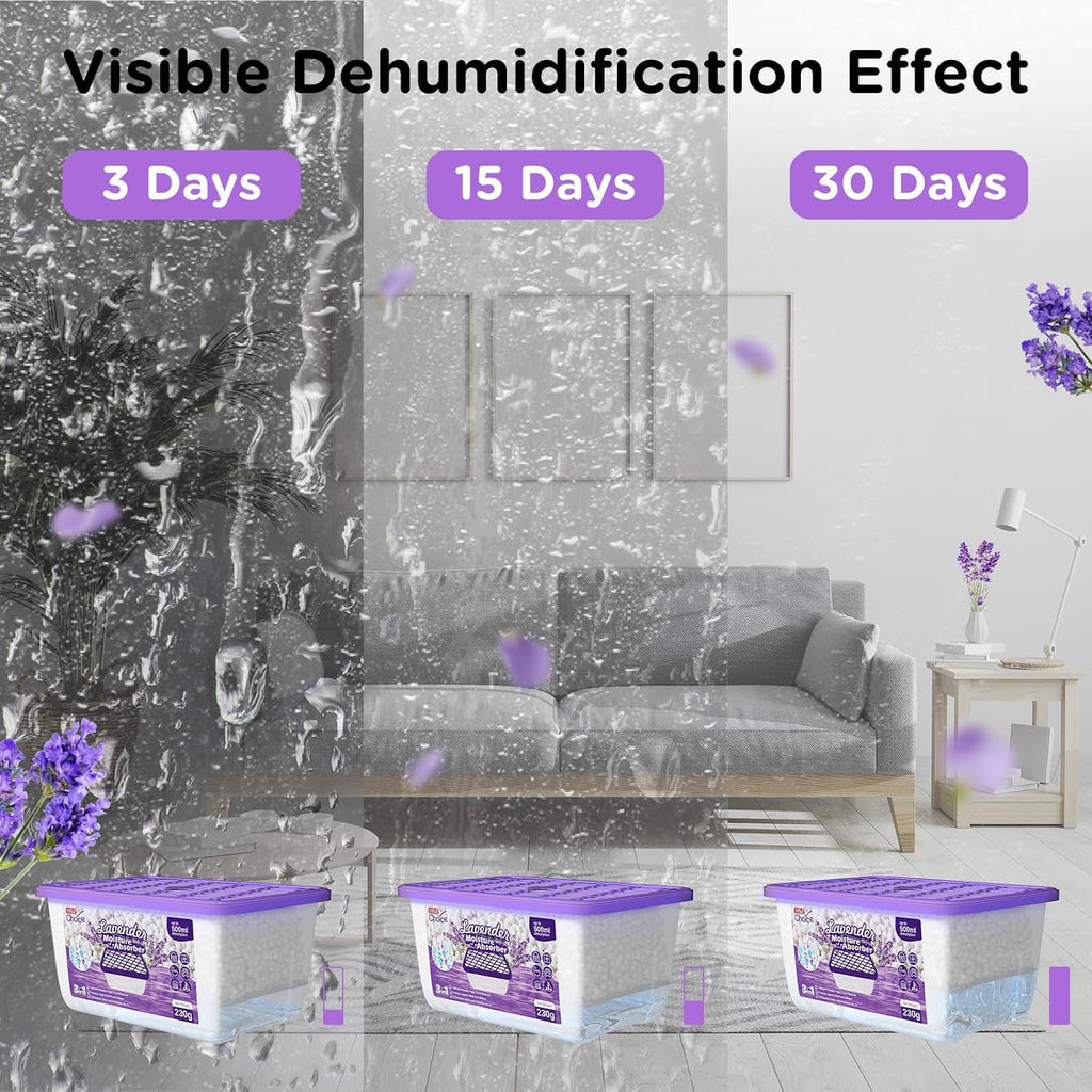 Moisture Absorbers with Lavender Scent, Portable Dehumidifier for Closet & Bathrooms, Kitchen