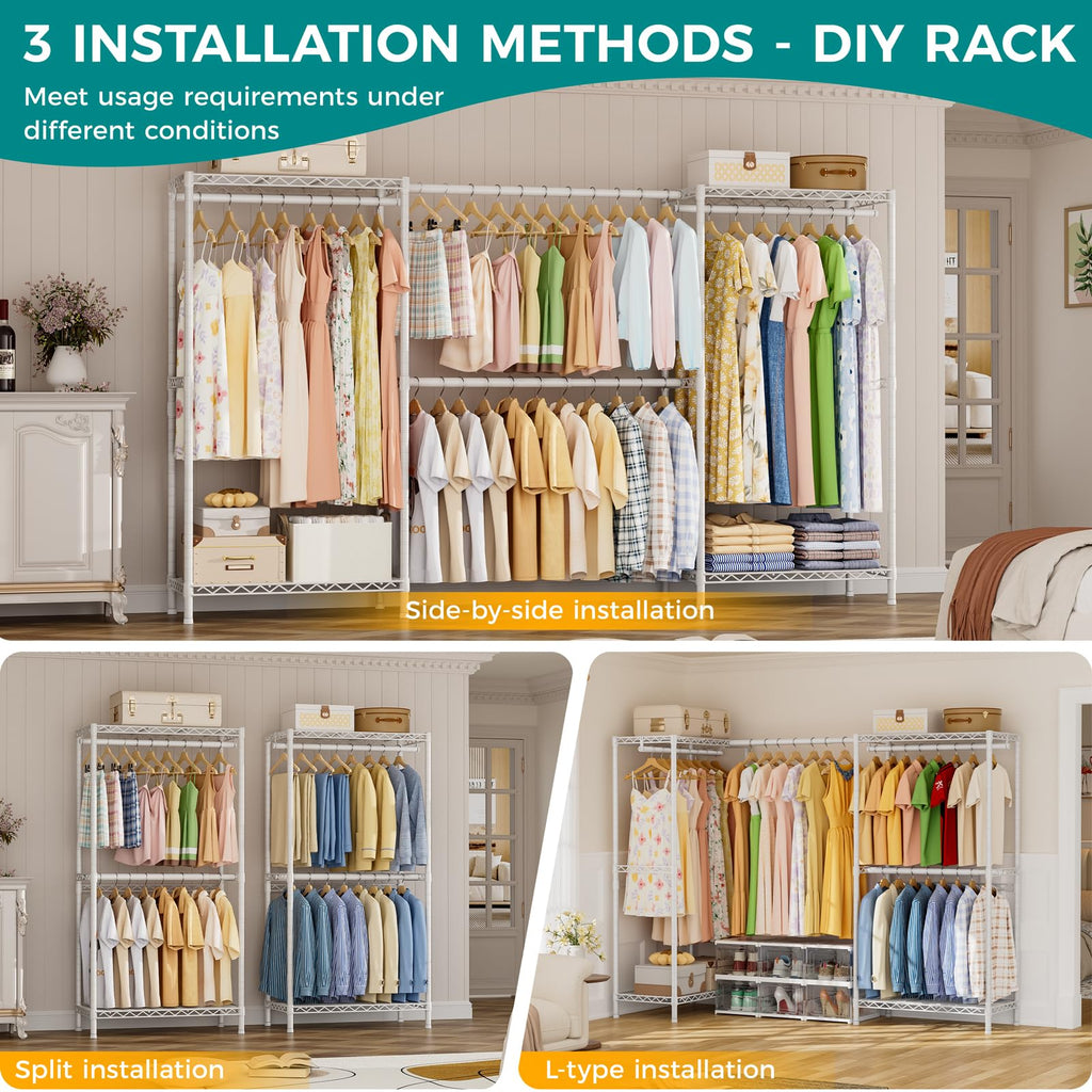 Heavy Duty Portable Closet Clothes Racks Wardrobe with Shelf