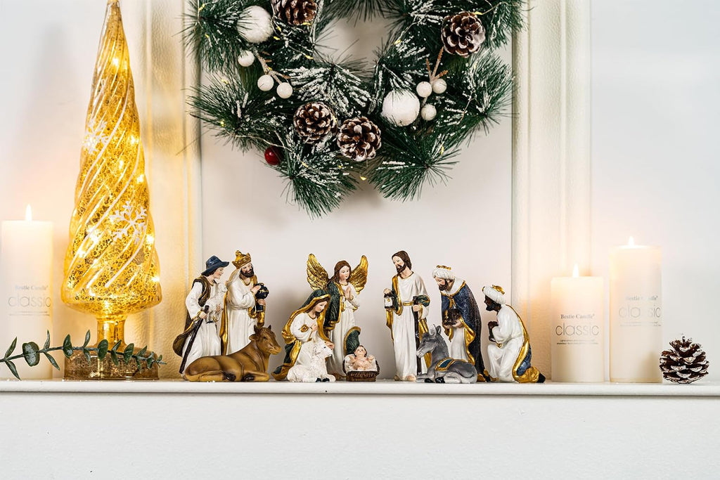 5'' Nativity Set with 11 Figures, Indoor Nativity Scene Figurines, Holy Family Statue, Christmas Decorations