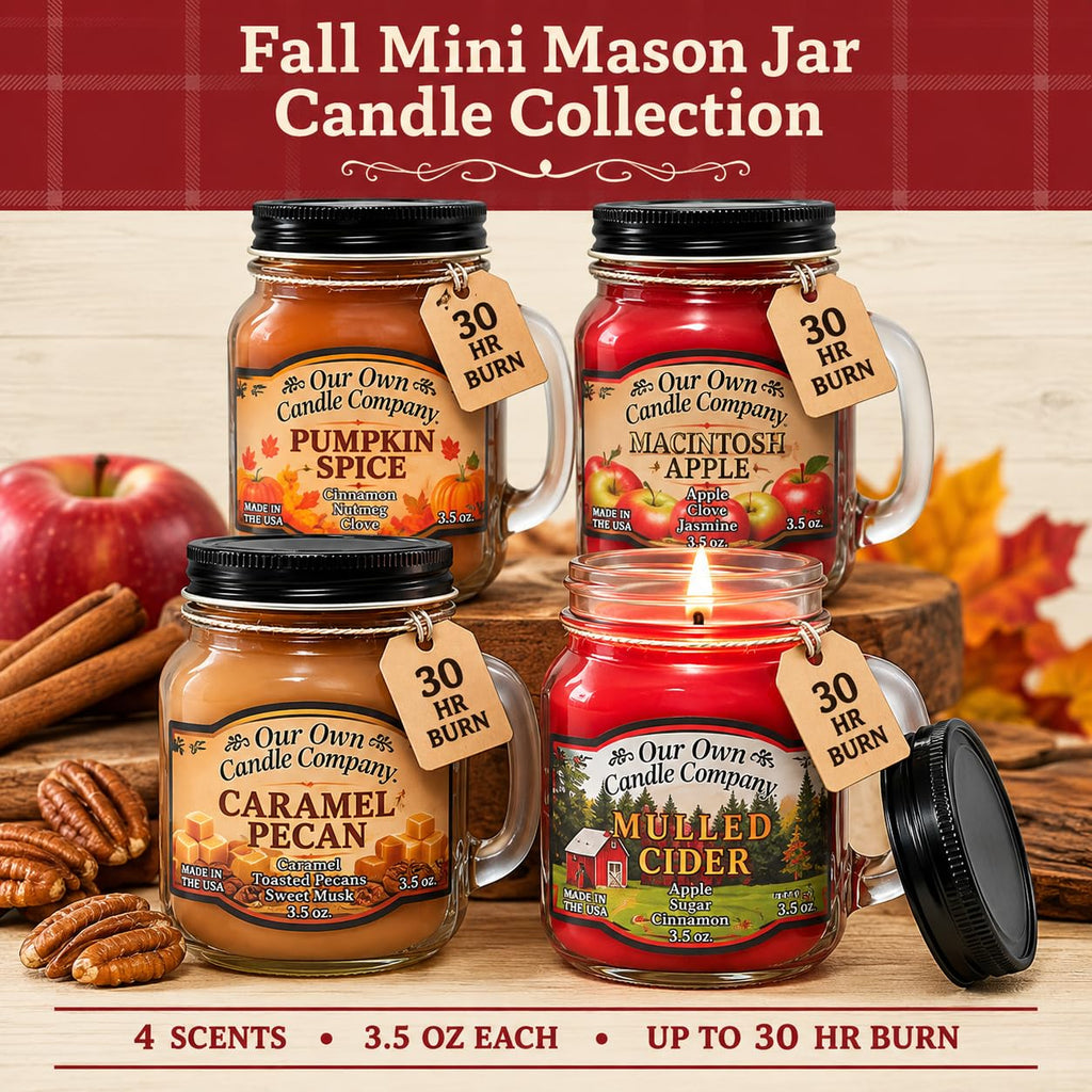 Fall Assortment 4 Pack Mini Mason Jar Candles