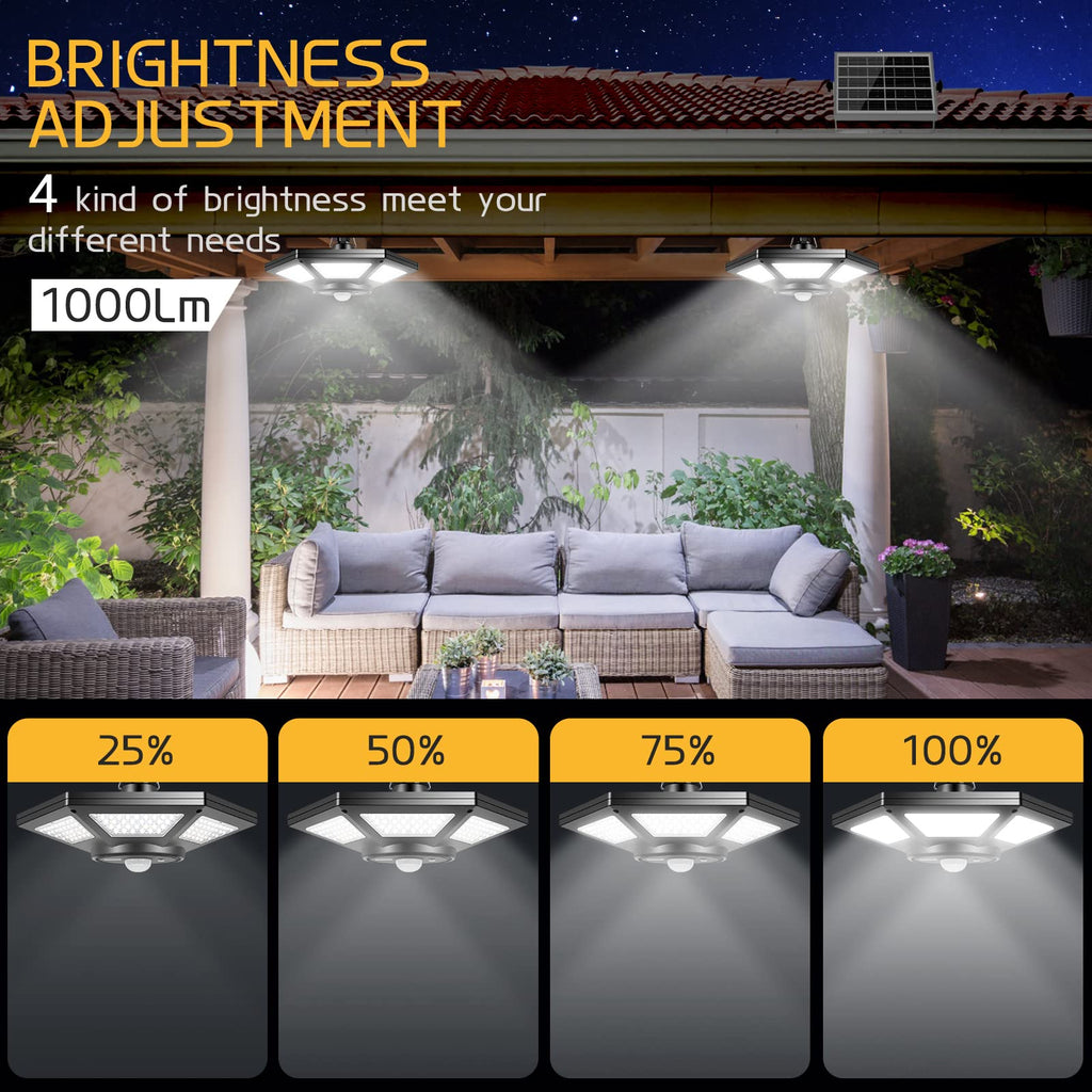 Solar Pendant Lights, Dual Head Solar Shed Lights with Motion Sensor for Outdoor, 180 LED Solar Indoor Lights with