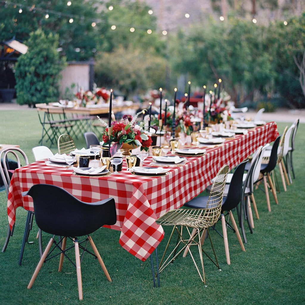 Red and White Checkered Tablecloth Rectangle 60 x 84 Inch