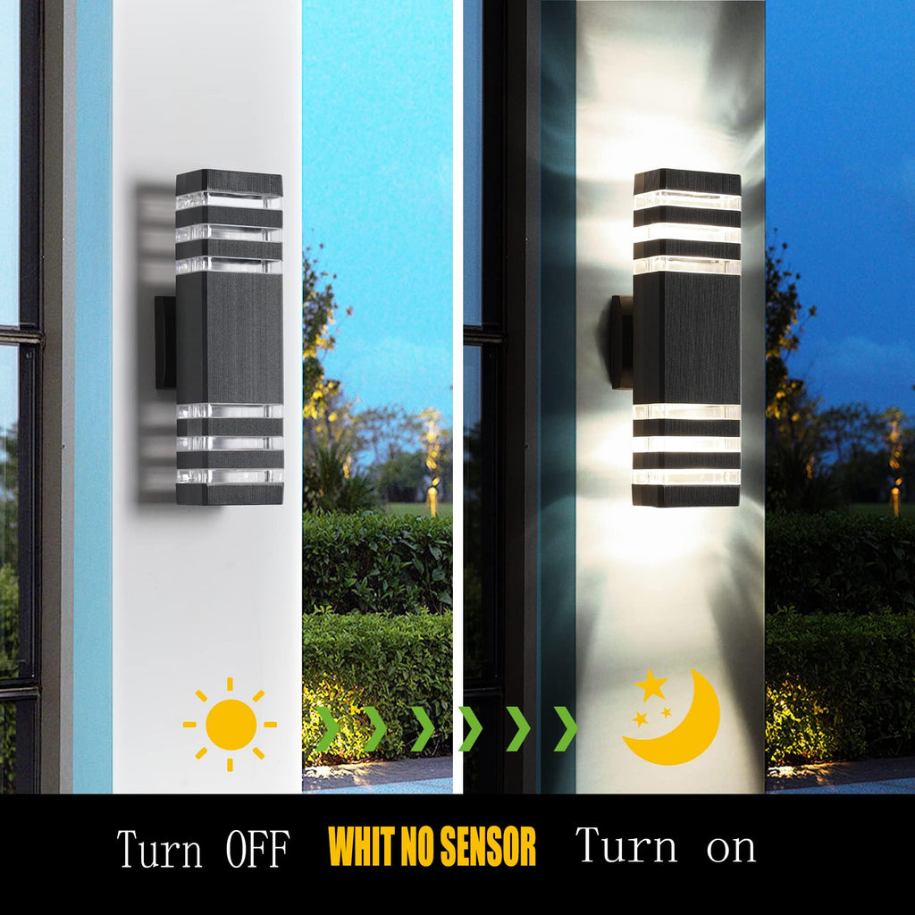 LED Up and Down Lights, Outdoor Light Fixture, Black, 3-Tier, 15.8 in